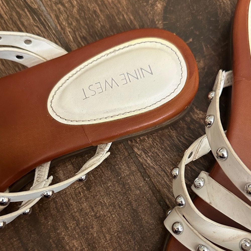 Nine West White and Silver Studded Sandals - Picture 3 of 3